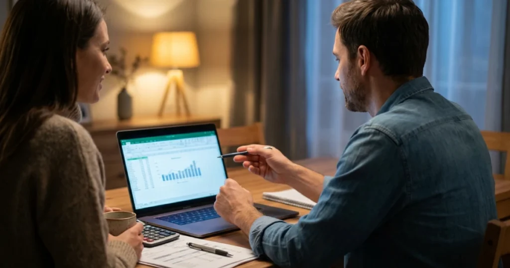 Financial Compatibility In Marriage - Couple Reviewing Budget On Laptop
