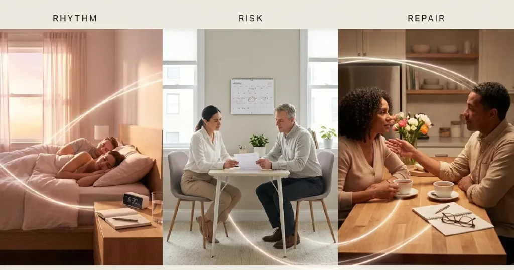 Bipolar Relationship Framework – Rhythm, Risk, Repair Model Visual