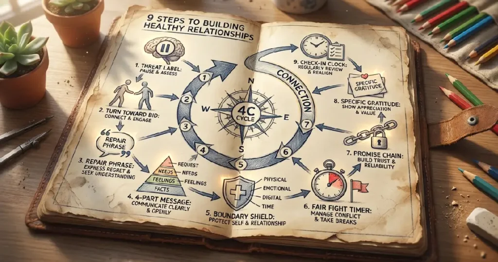 Step-by-Step Diagram 9 Actionable Steps Build Healthy Relationship Habits