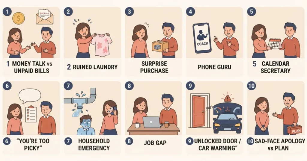10 Early Signs of an Irresponsible Husband Infographic
