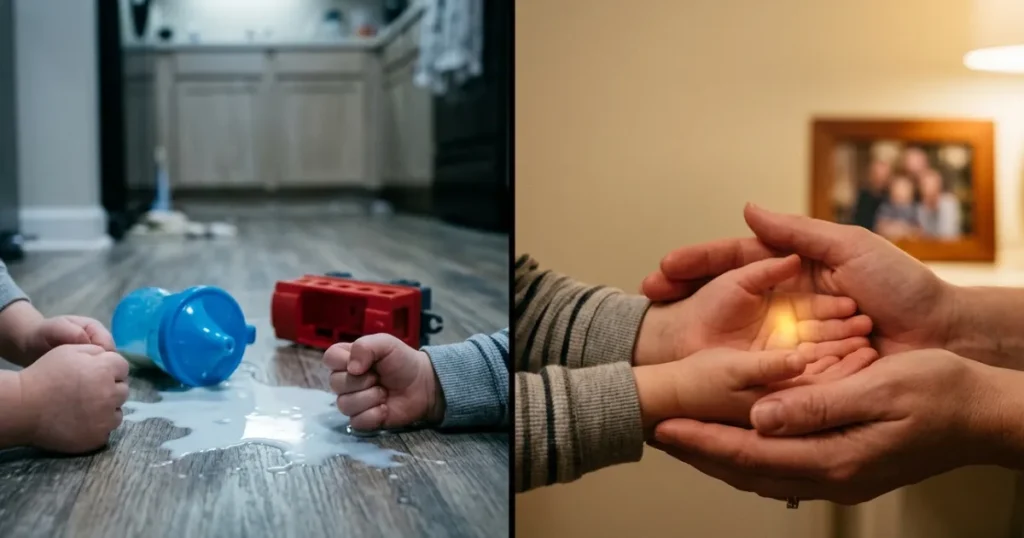 Before and After Co-Regulation_ Toddler Hands Transitioning from Chaos to Calm
