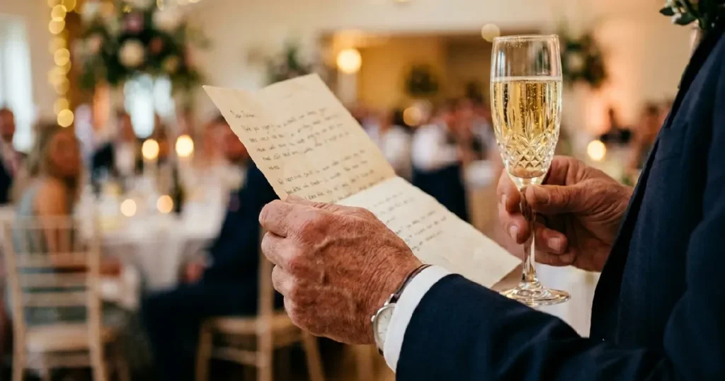Father-Holding-Wedding-Toast-Speech-Notes-Champagne-Glass-Detail