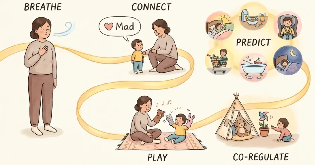 Illustrated Five-Step Co-Regulation Framework for Toddler Social Emotional Learning