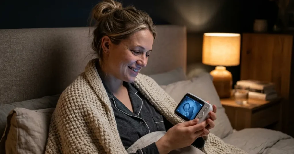 Mother-Checking-Baby-Monitor-Midnight-Anxiety-Relief