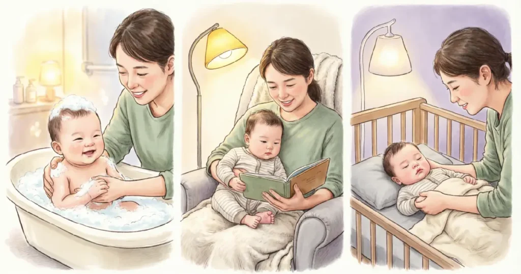 Step-by-Step-Infant-Bedtime-Routine-Illustration