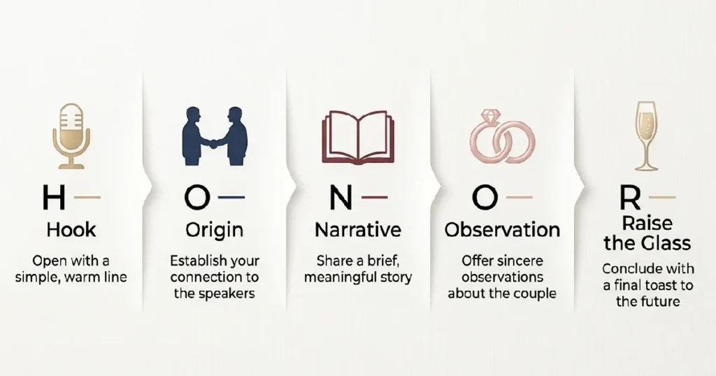 Wedding Speech Structure Diagram Showing Five-Step Framework