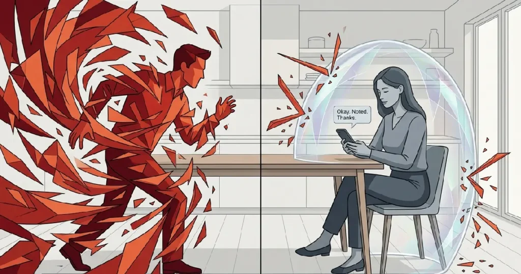 Gray Rock and BIFF Method Illustration for Narcissistic Abuse