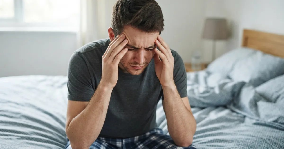 Man holding head in distress