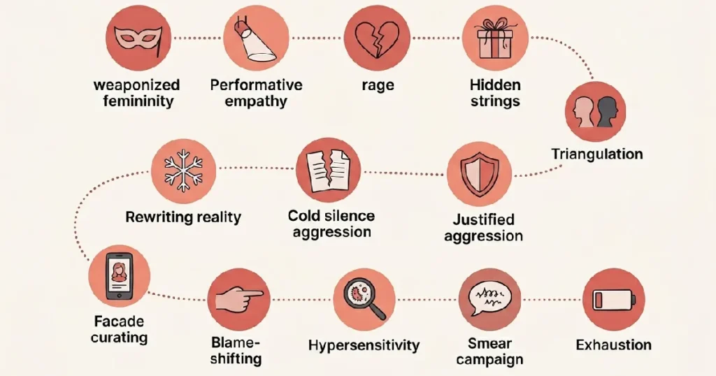 13 Warning Signs of a Female Narcissist Illustrated