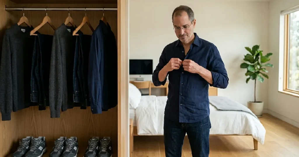 A simple, organized wardrobe becomes a metaphor for mental clarity and high performance