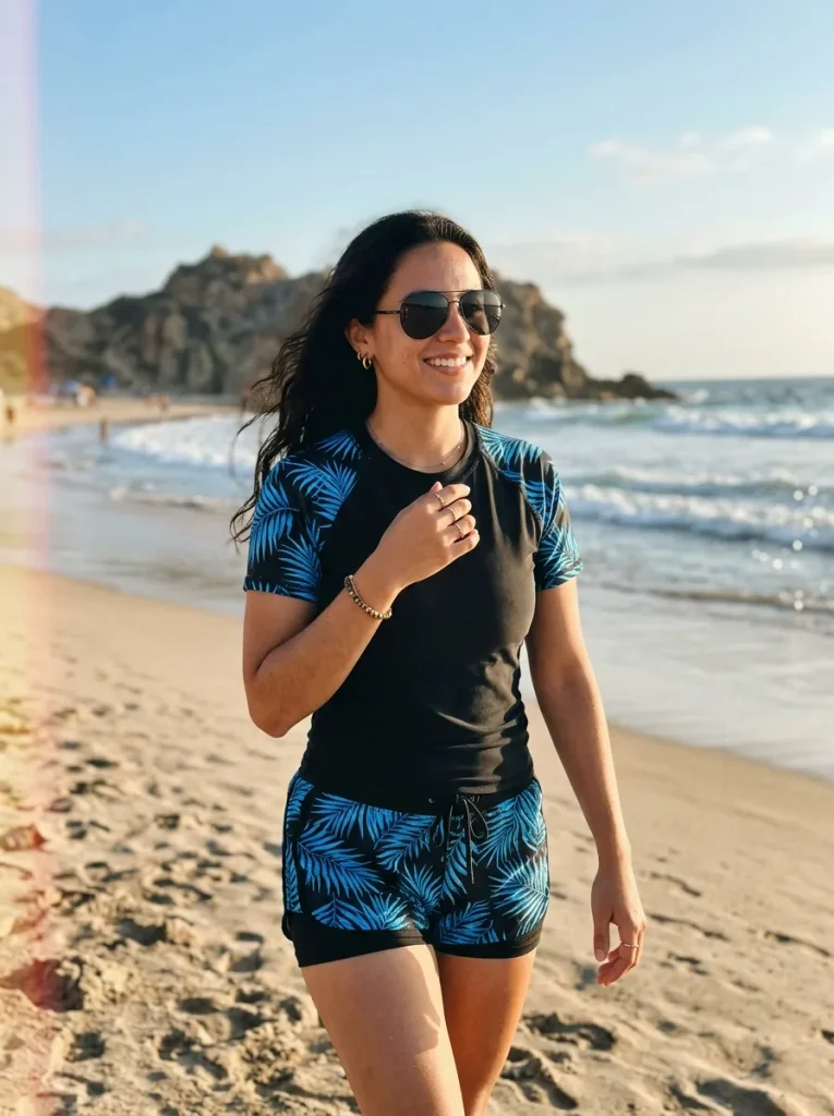 Athletic Surf Rash Guard + Board Shorts