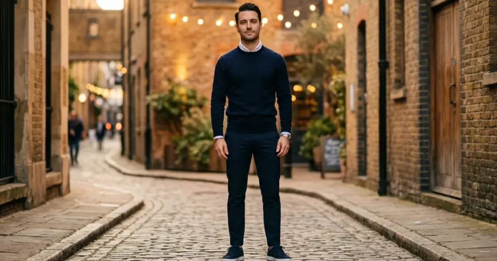 Confident Short Man in a Tailored Monochrome Outfit