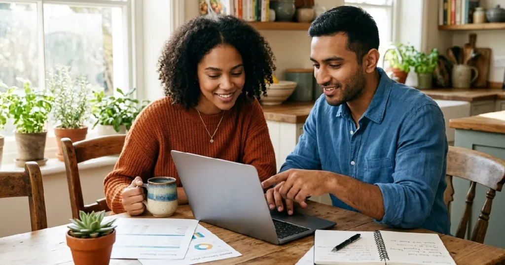 Couple Planning Finances Together Before Marriage