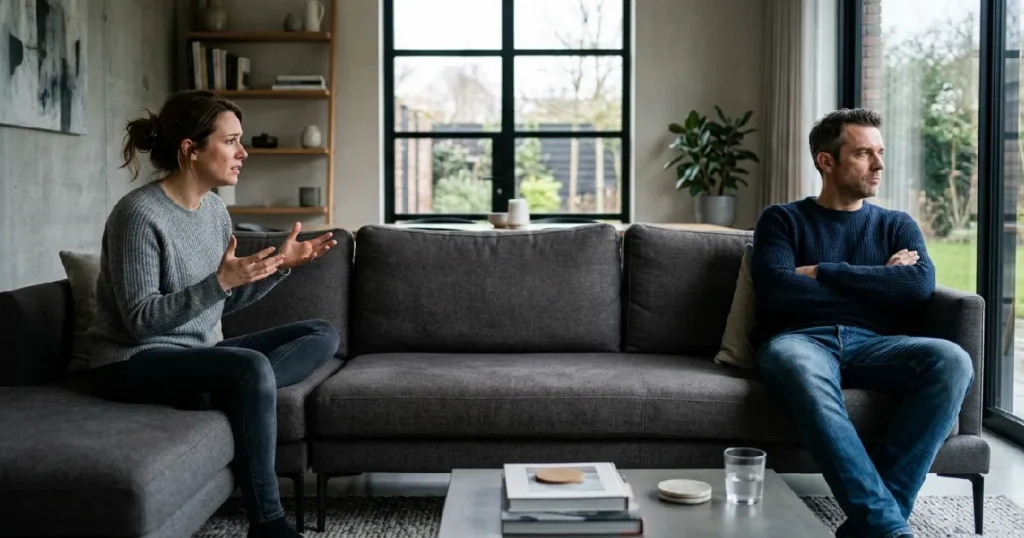 Emotional Disconnect Between Couple During Difficult Conversation