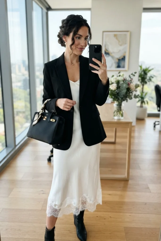 Slip Dress + Blazer Evening Look