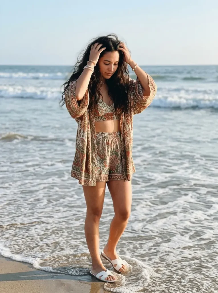Vibrant Matching Kimono and Short Set