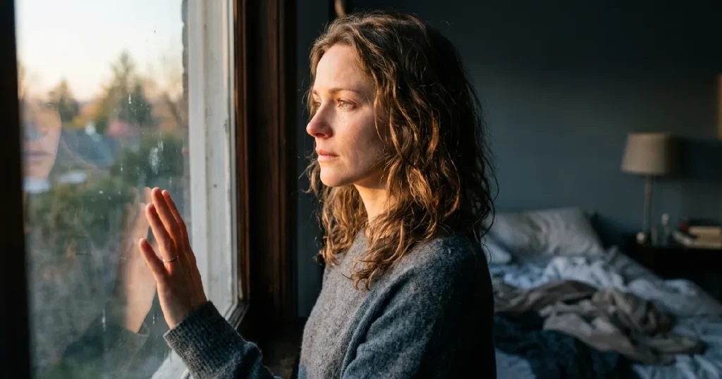 Woman at the Window Sensing It's Time to Let Go
