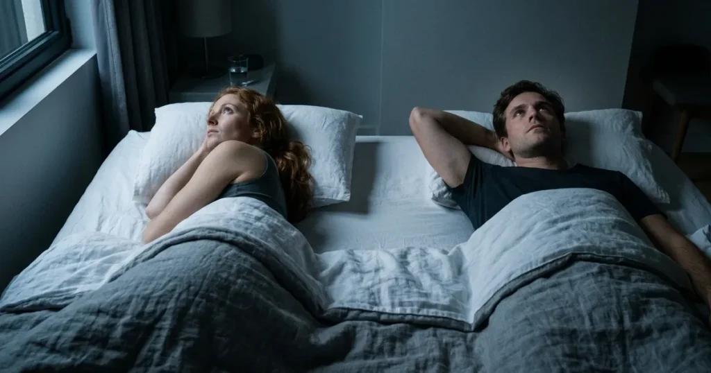 Couple Lying Awake in Bed