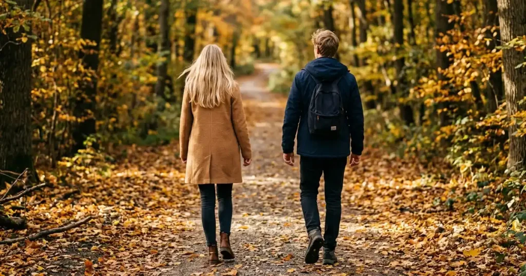 Couple Walking Apart on an Autumn