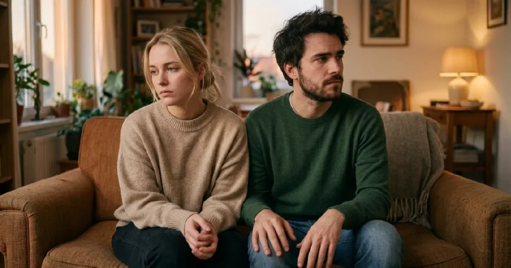 Couple sitting on couch