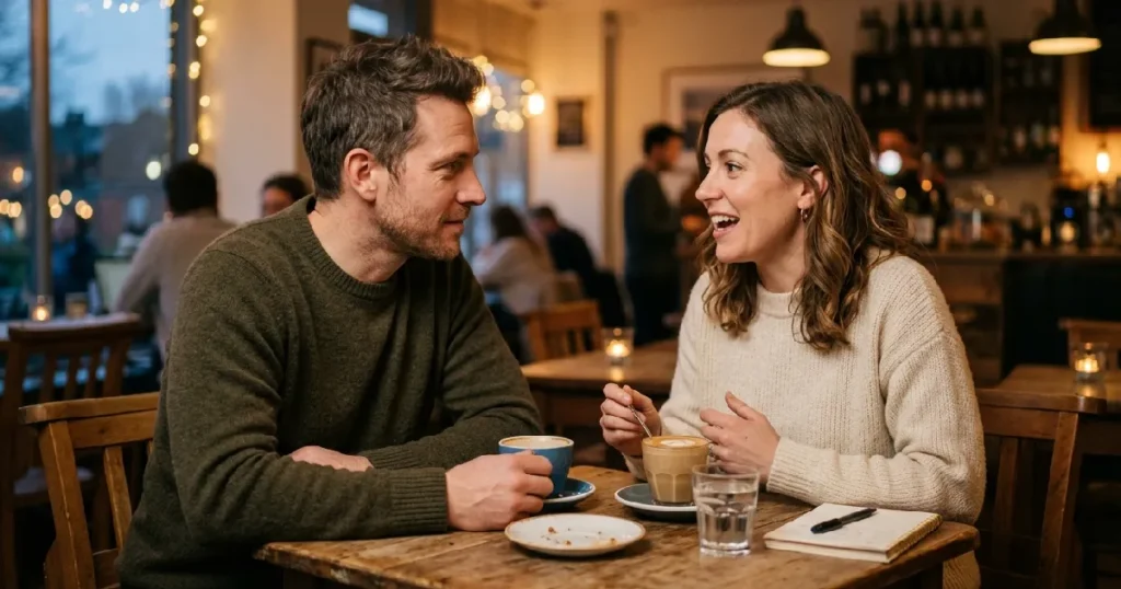 Man and woman in cafe