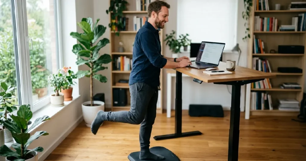 Man standing on one foot