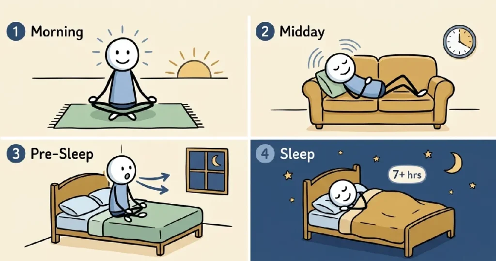 Stacked Recovery Protocol Steps for Meditation and Sleep