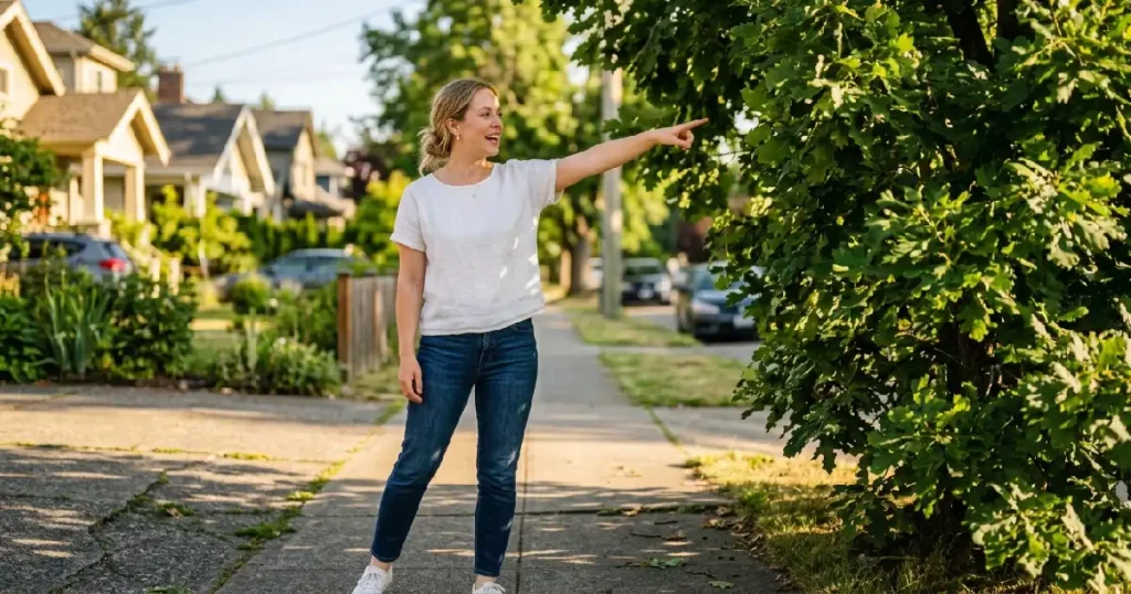 Woman Practicing the _Call It_ Mindfulness Game Outdoors