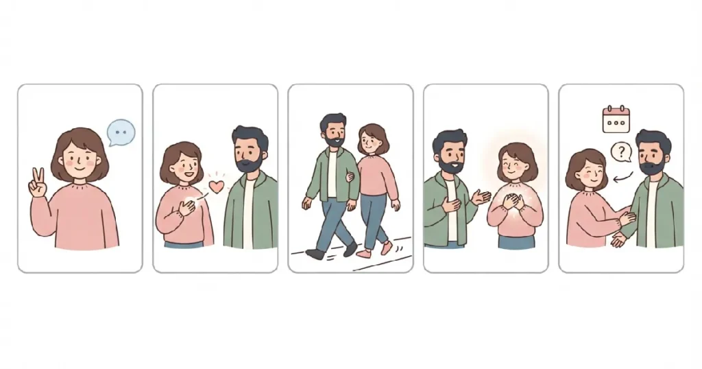 Woman and man communicating