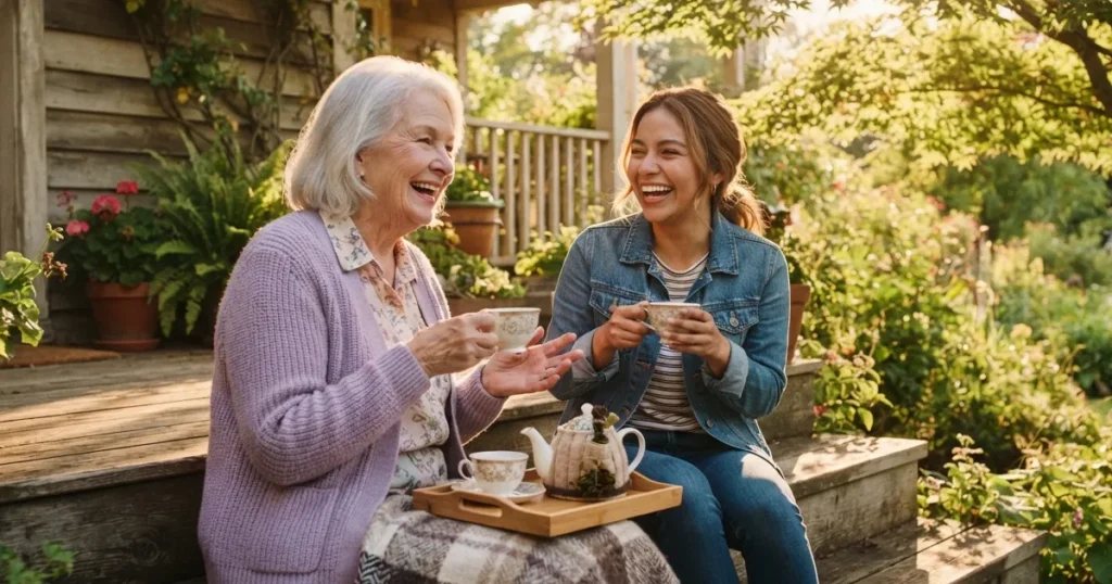 Two women sharing tea