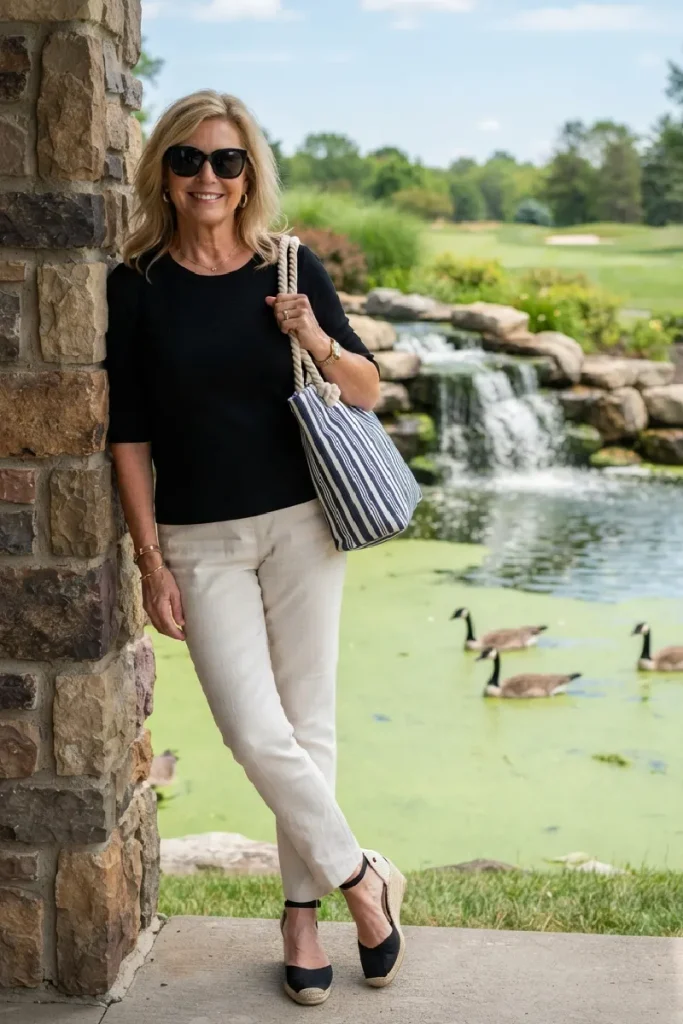 Modern Preppy Stripe & White Denim