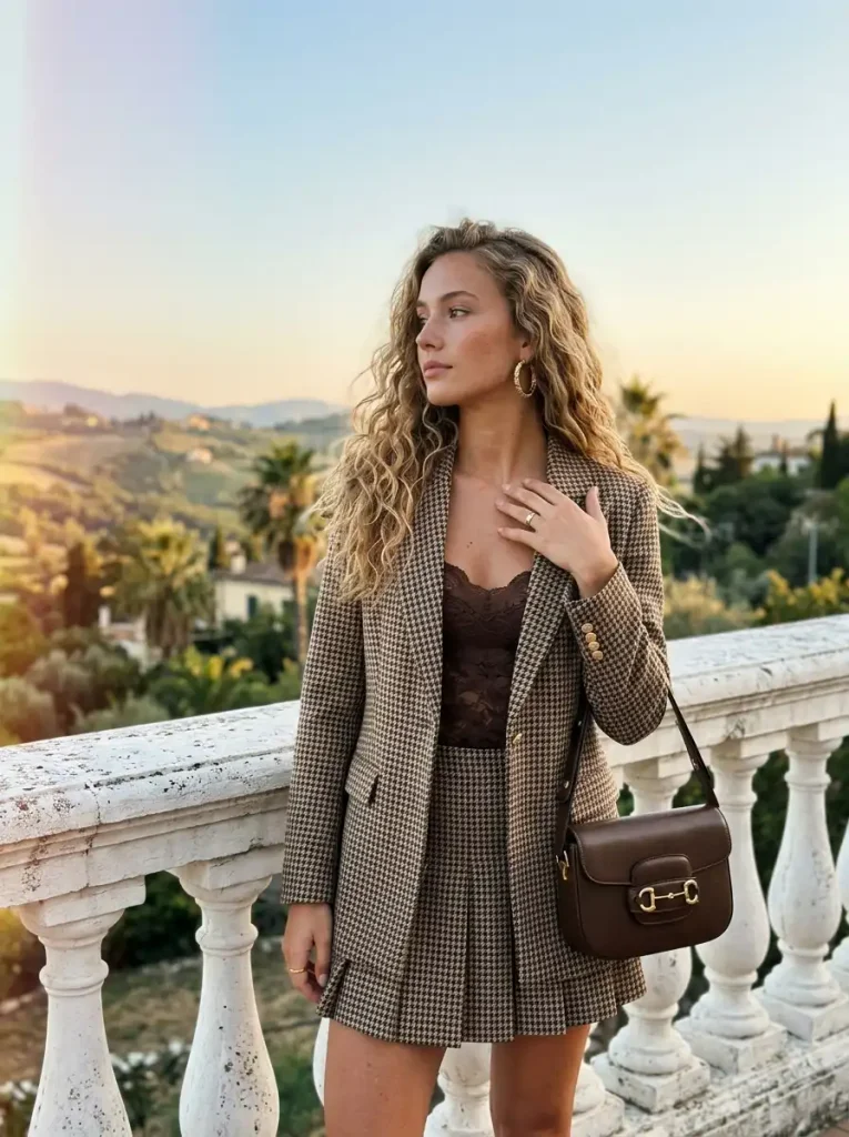 The Striped Barrel Pants & Cropped Tweed Jacket