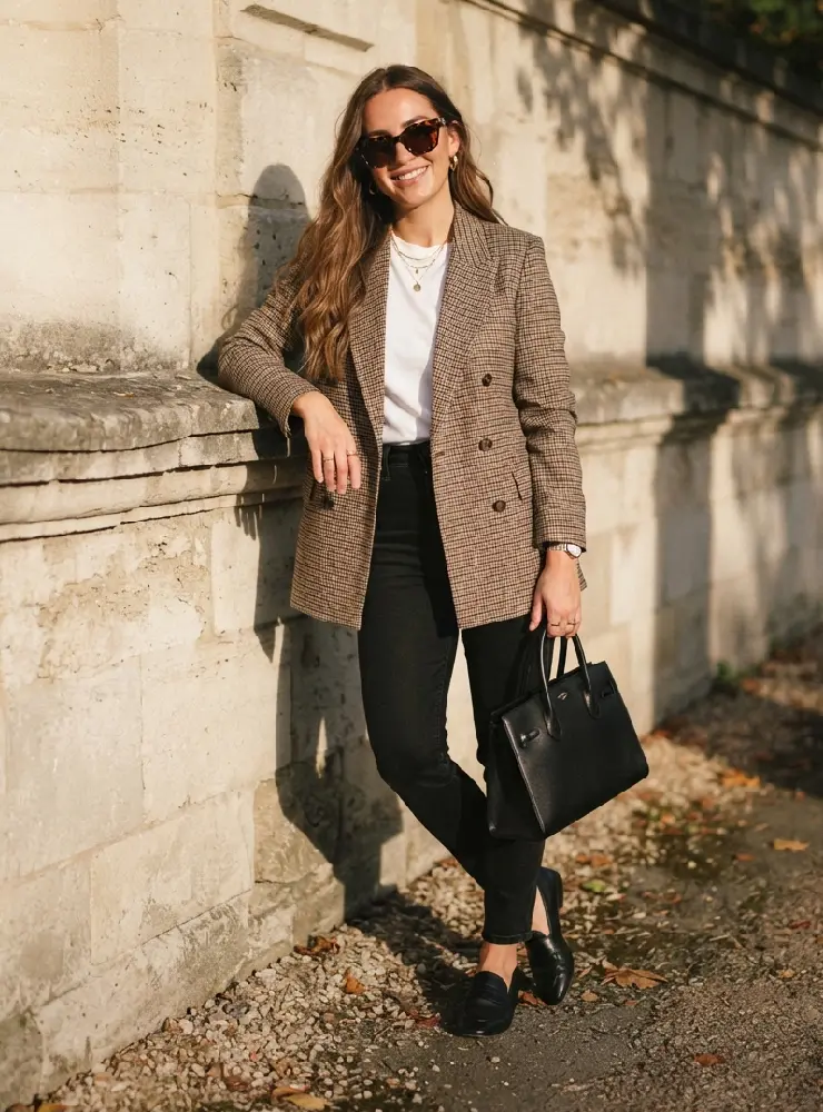 The Structured Blazer & Dark Wash Denim