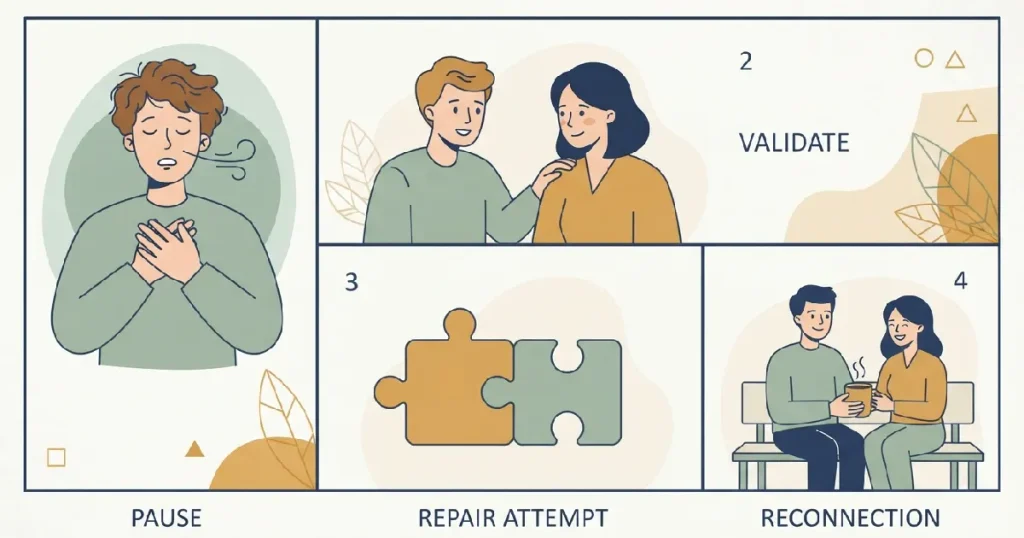 Infographic on Conflict De-escalation and Repair Steps